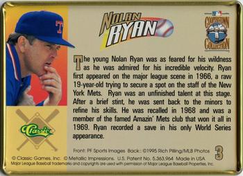 1995 Classic Metallic Impressions Nolan Ryan 10-Card Tin #3 Nolan Ryan Back