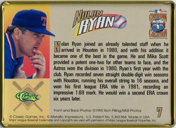 1995 Classic Metallic Impressions Nolan Ryan 10-Card Tin #7 Nolan Ryan Back