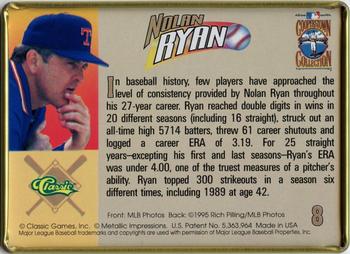 1995 Classic Metallic Impressions Nolan Ryan 10-Card Tin #8 Nolan Ryan Back