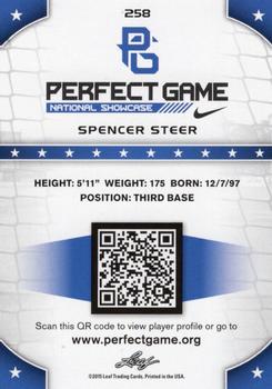 2015 Leaf Perfect Game National Showcase - Blue #258 Spencer Steer Back