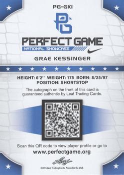 2015 Leaf Perfect Game National Showcase - Base Autograph - Gold #PG-GK1 Grae Kessinger Back