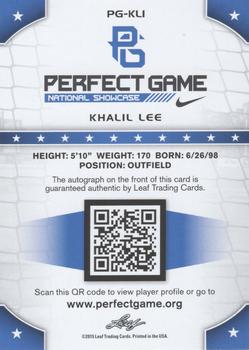 2015 Leaf Perfect Game National Showcase - Base Autograph - Gold #PG-KL1 Khalil Lee Back