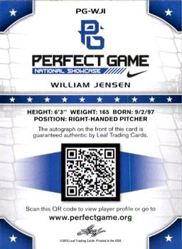 2015 Leaf Perfect Game National Showcase - Base Autograph Gold #PG-WJ1 William Jensen Back
