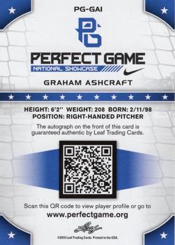 2015 Leaf Perfect Game National Showcase - Base Autograph Red #PG-GA1 Graham Ashcraft Back
