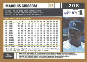 2002 Topps Chrome - Gold Refractors #208 Marquis Grissom  Back