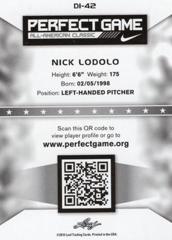 2015 Leaf Perfect Game National Showcase - All-American Classic #DI-42 Nick Lodolo Back