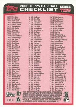 2006 Topps - Checklists Red #1 Checklist Series 2: 331-631 Back