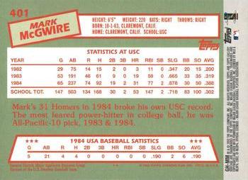 2002 Topps Gallery - Heritage #GH-MM Mark McGwire Back