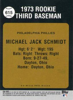 2002 Topps Gallery - Heritage #GH-MS Mike Schmidt Back