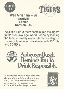 1990 Anheuser Busch Challenge #2 Wesley Grisham Back