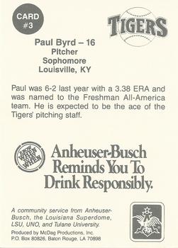 1990 Anheuser Busch Challenge #3 Paul Byrd Back