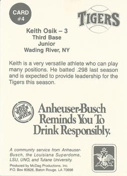 1990 Anheuser Busch Challenge #4 Keith Osik Back