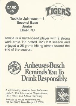 1990 Anheuser Busch Challenge #5 Tookie Johnson Back