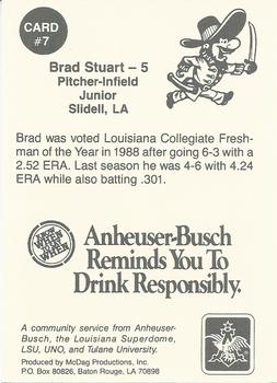 1990 Anheuser Busch Challenge #7 Brad Stuart Back