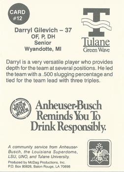 1990 Anheuser Busch Challenge #12 Darryl Gilevich Back