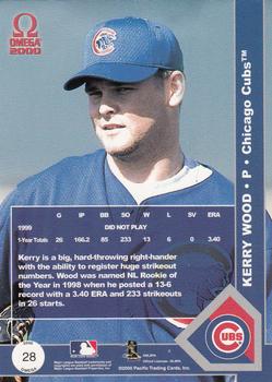 2000 Pacific Omega #28 Kerry Wood Back