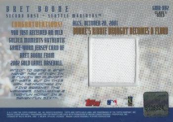 2002 Topps Gold Label - Major League Moments Relics Class 1 Gold #GMR-BB2 Bret Boone Back