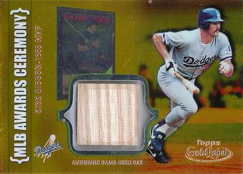 2002 Topps Gold Label - MLB Awards Ceremony Relics Class 1 Gold #ACR-KHG Kirk Gibson Front