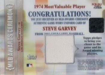 2002 Topps Gold Label - MLB Awards Ceremony Relics Class 2 Platinum #ACR-SG1 Steve Garvey Back
