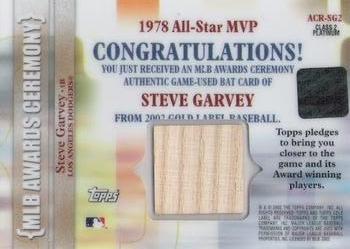 2002 Topps Gold Label - MLB Awards Ceremony Relics Class 2 Platinum #ACR-SG2 Steve Garvey Back