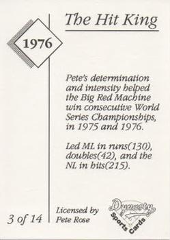 1992 Dynasty Sports Cards The Hit King #3 Pete Rose Back