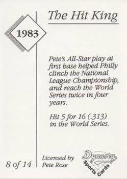 1992 Dynasty Sports Cards The Hit King #8 Pete Rose Back