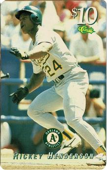 1995 Classic MLB $10 Phone Cards #NNO Rickey Henderson Front