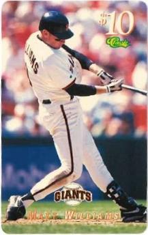 1995 Classic MLB $10 Phone Cards #NNO Matt Williams Front