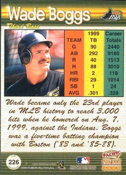 2000 Pacific Paramount #226 Wade Boggs Back