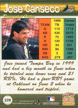 2000 Pacific Paramount #228 Jose Canseco Back