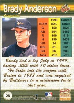 2000 Pacific Paramount #28 Brady Anderson Back
