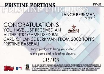 2002 Topps Pristine - Portions #PP-LB Lance Berkman Back