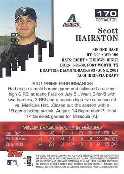 2002 Topps Pristine - Refractors #170 Scott Hairston Back