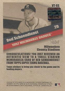 2002 Topps Super Teams - A View To A Thrill Relics #VT-RS Red Schoendienst Back