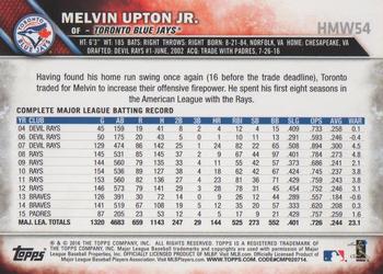 2016 Topps Holiday #HMW54 Melvin Upton Jr. Back