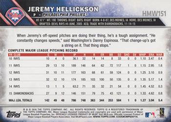 2016 Topps Holiday #HMW151 Jeremy Hellickson Back