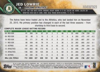 2016 Topps Holiday #HMW169 Jed Lowrie Back