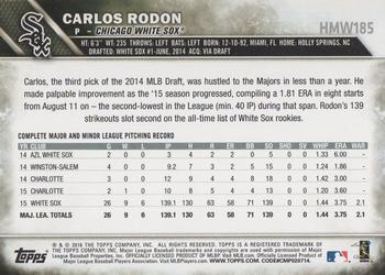 2016 Topps Holiday #HMW185 Carlos Rodon Back