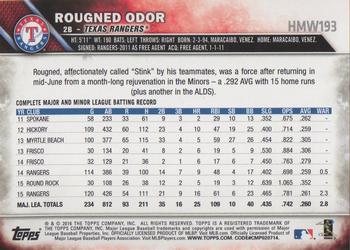 2016 Topps Holiday #HMW193 Rougned Odor Back