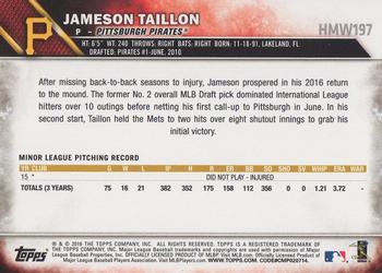 2016 Topps Holiday #HMW197 Jameson Taillon Back