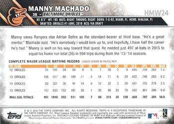 2016 Topps Holiday - Metallic Snowflake #HMW24 Manny Machado Back