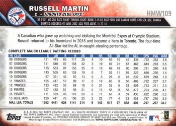 2016 Topps Holiday - Metallic Snowflake #HMW109 Russell Martin Back