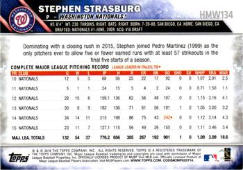 2016 Topps Holiday - Metallic Snowflake #HMW134 Stephen Strasburg Back