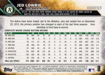 2016 Topps Holiday - Metallic Snowflake #HMW169 Jed Lowrie Back