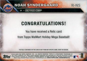 2016 Topps Holiday - Relics #R-NS Noah Syndergaard Back