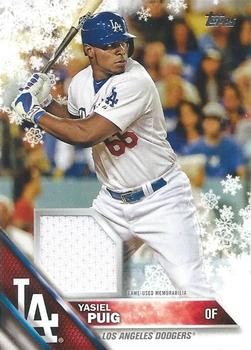 2016 Topps Holiday - Relics #R-YP Yasiel Puig Front