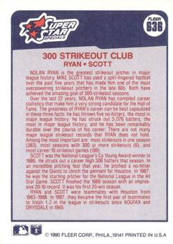 1990 Fleer #636 300 Strikeout Club (Nolan Ryan / Mike Scott) Back