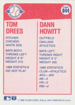 1990 Fleer #644 Tom Drees / Dann Howitt Back