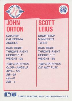 1990 Fleer #647 John Orton / Scott Leius Back