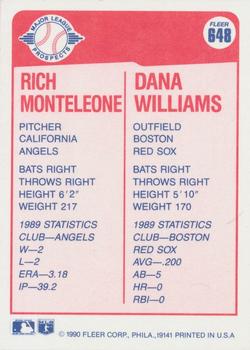 1990 Fleer #648 Rich Monteleone / Dana Williams Back